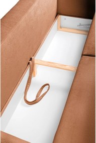 Hnedá menčestrová rozkladacia/s úložným priestorom pohovka 215 cm Bjork – Bonami Selection