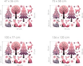 Zvieratká do dievčenskej detskej izby textilní prelepiteľné nálepky na stenu hárok 75 x 58 cm