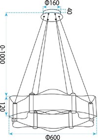 Toolight Rea, ZÁVESNÁ STROPNÁ LAMPA G151-CP GOLD, OSW-04707