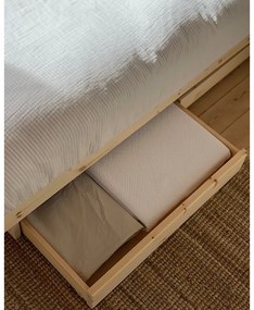 Dvojlôžková posteľ z borovicového dreva s úložným priestorom s roštom 140x200 cm v prírodnej farbe Kanso – Karup Design