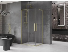 Mexen Velar L Duo, sprchový kút s posuvnými dverami 90 x 80 cm, 8mm číre sklo, zlatá matná, 871-090-080-02-03-55