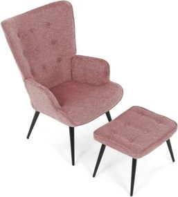 Kreslo ušiak s podnožou ELDORIA PINK