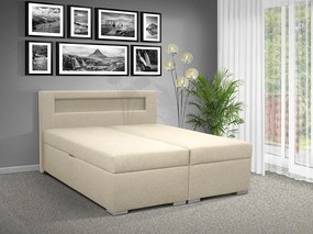Čalúnená posteľ s úložným priestorom Bolero 180 Typ farebného prevedenia: Savana krém 01, Typ čela: C - LED osvětlení