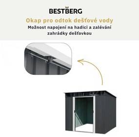 Záhradný domček BestBerg ZDSL-4S / 4,6 m² / 238 x 194 x 202 cm / svetlo sivá