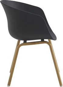 Čierna plastová jedálenská stolička s drevenými nohami Tiopi - 54*51*82 cm