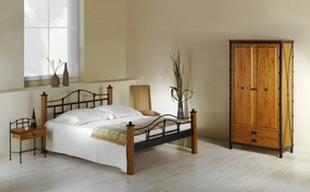 IRON-ART ALCATRAZ - robustná kovová posteľ 140 x 200 cm, kov + drevo