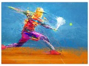 Sklenený obraz - Maľovaný tenista (70x50 cm)