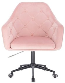 LuxuryForm DESIGN Kreslo ANDORA VELUR na čierne podstave s kolieskami - svetlo ružová