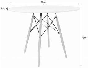 Jedálenský stôl 100 cm biely