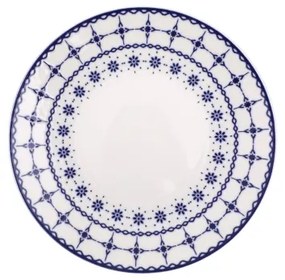 24-dielna jedálenská súprava, biela/modrá, porcelán