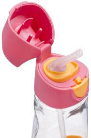 Fľaša na pitie so slamkou 450 ml - ružová/oranžová