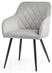 Sada dvoch jedálenských stoličiek VELTO zamatové, sivé / čierne nohy (2 ks)