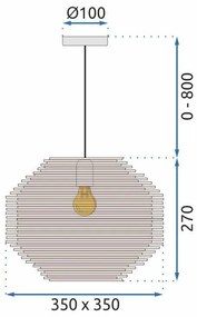 Toolight - Stropné svietidlo z prírodného bambusu APP883-1CP, hnedá, OSW-05243