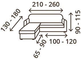 Napínací poťah na sedačku s otomanom vľavo 210 - 260 cm – Daniel