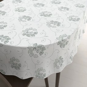 Biante Bavlnený oválny obrus Sandra SA-089 Zelené popínavé kvety na bielom 120x200 cm