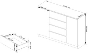 Komoda Keanu IV (dub sonoma). Akcia -19%. Vlastná spoľahlivá doprava až k Vám domov. 1128673