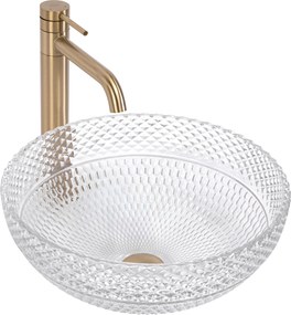 Rea Sue, sklenené umývadlo na dosku 400x400x165 mm, číra, REA-U4702