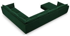 Tmavozelená zamatová rohová pohovka (pravý roh/do "U") Vanda – Mazzini Sofas