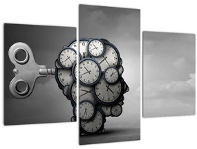 Umelecký obraz hlavy s hodinami (90x60 cm)