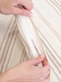 Bavlnená obliečka na vankúš Natural 50 × 70 cm - Prúžky béžové
