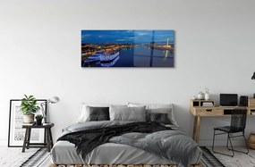 Obraz plexi Loď mora mesto na nočnej oblohe 120x60 cm