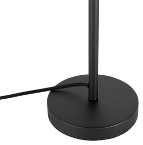 Art Deco stolná lampa čierna s jantárovým sklom - Bizle