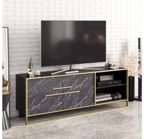 TV stolík/skrinka Poppy 6 (zlatá + čierna) . Vlastná spoľahlivá doprava až k Vám domov. 1102473