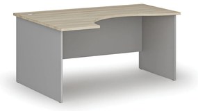 Ergonomický kancelársky písací stôl PRIMO GRAY, 160x120 cm, ľavý, sivá/dub prírodný