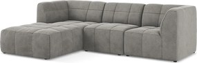Sivá zamatová rohová pohovka (ľavý roh/s leňoškou) Aloha – Makamii