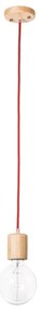 Závesné svietidlo s červeným káblom SULION Wood