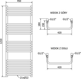 Mexen Apollo, vykurovacie teleso 1210 x 450 mm, 563 W, biela, W117-1210-450-00-20