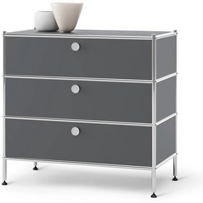 Kovová komoda »CN3« s 3 zásuvkami, sivá