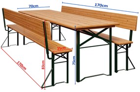 InternetovaZahrada Pivný set s opierkou 170 cm - skladací