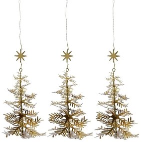 House Doctor Vianočné dekorácie LAMET stromček V.16,5 cm zlatá SET/3ks