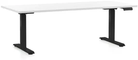 Výškovo nastaviteľný stôl OfficeTech D, 180 x 80 cm, čierna podnož, biela