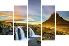 Obraz hory a vodopádov na Islande (150x105 cm)