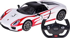 Auto na diaľkové ovládanie Rastar Porsche 918 Spyder 1:14 so svetlami - biele
