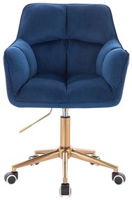 LuxuryForm DESIGN Kreslo AMALFI VELUR na zlatej podstave s kolieskami - modré