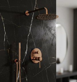 Rea Lungo Diamond, podomietkový sprchový set s dažďovou hlavovou a ručnou sprchou, medená lesklá, REA-P5657