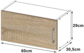 Horná kuchynská skrinka LIMA W60OK biela / dub sonoma