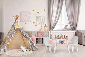 Okrúhly detský stolík s praktickým úložným priestorom a stoličkami