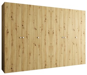 Šatníková skriňa 300 cm Parna 1 (dub artisan + strieborná). Akcia -20%. Vlastná spoľahlivá doprava až k Vám domov. 1125900