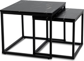 PROXIMA.store - Loftový set konferenčných stolíkov TEVET FARBA: čierny mramor, FARBA NÔH: čierna