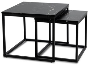 PROXIMA.store - Loftový set konferenčných stolíkov TEVET FARBA: čierny mramor, FARBA NÔH: čierna
