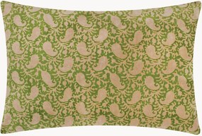 Zamatový vankúš s grafickým vzorom a výplňou z kačacieho peria Boteh