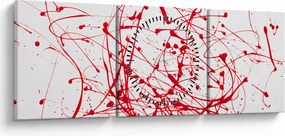 Obraz technikou Drippingu (s hodinami) (90x30 cm)