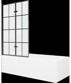 Mexen Vega obdĺžniková vaňa 160 x 70 cm s obkladom a 2-krídlovou zástenou 100 cm, Čierny vzor - 550116070X9210027077