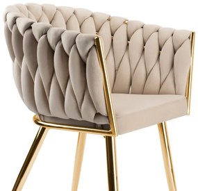 Jedálenská stolička COFTON zamatová, zlatá / béžová