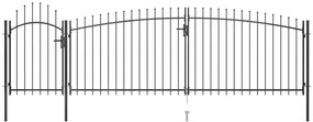 Záhradná plotová brána s hrotmi 5x2 m, čierna
