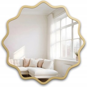 Nástenné zrkadlo Aquarelle Naya v zlatom vlnitom ráme Mdf Fi 190 cm
